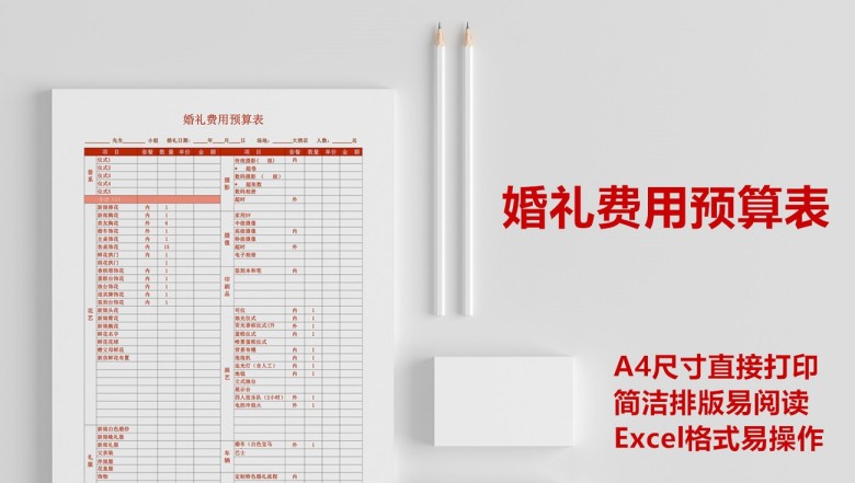 婚礼费用预算表