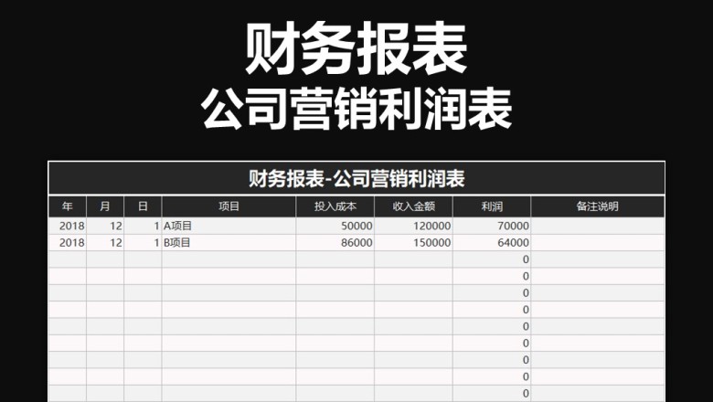 财务报表-公司营销利润表