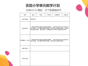 实验小学单元教学计划