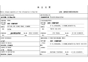 商业发票标准范本