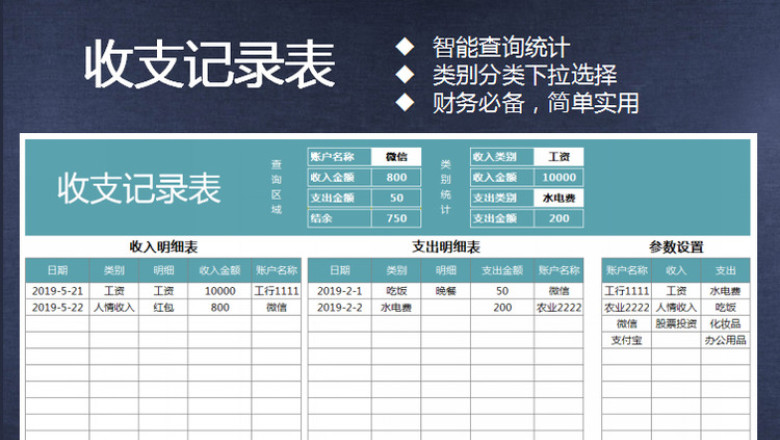 财务记账之收支记录表