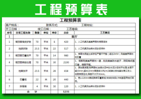 工程预算表（自动统计）