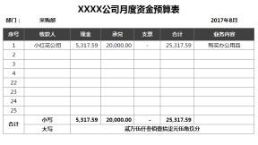 月度资金预算表