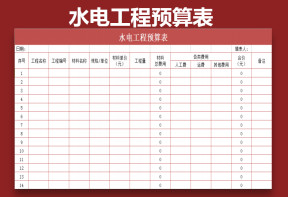 水电工程预算表  自动计算
