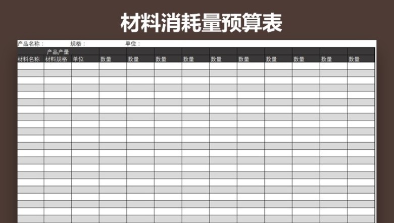 材料消耗量预算表