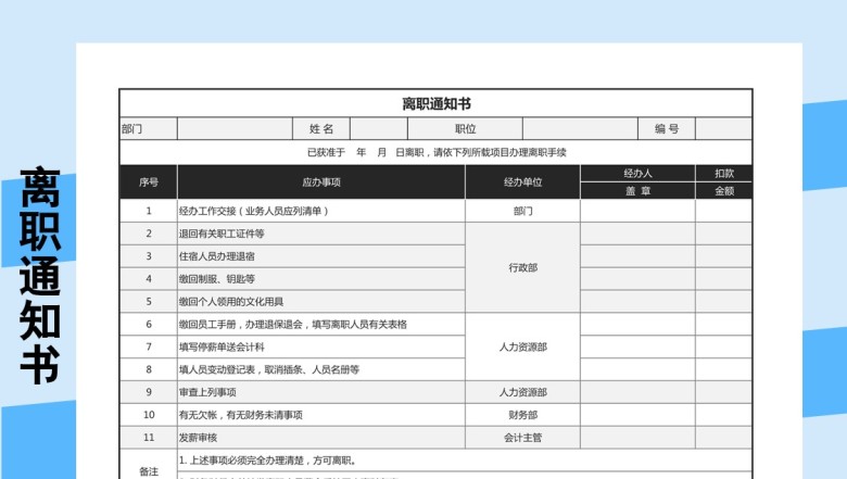 离职通知书