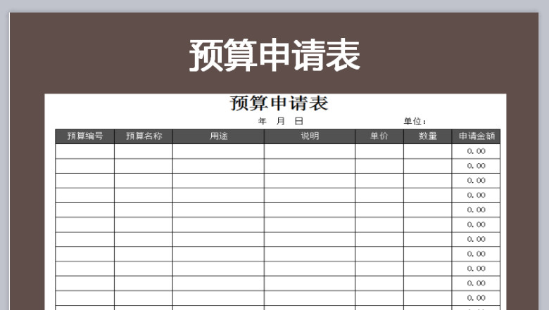 预算申请表