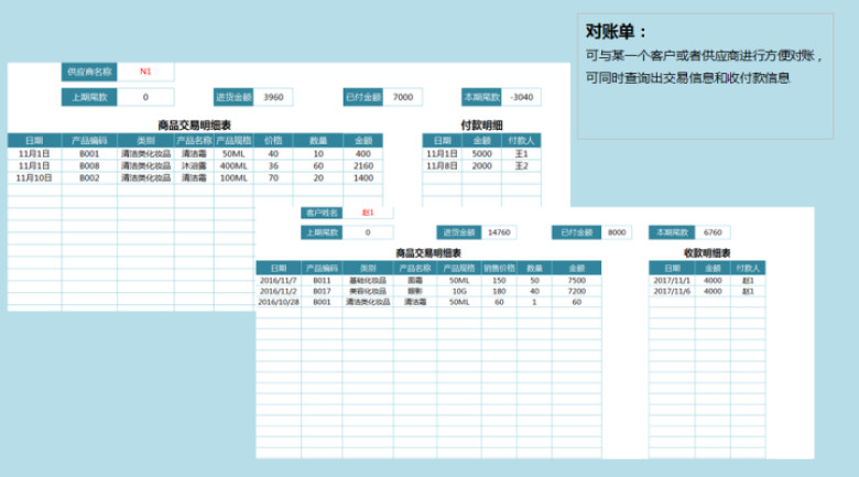 进销存及应收应付对账管理（包含收支利润计算）