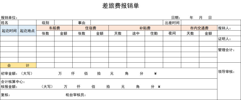 差旅费报销单