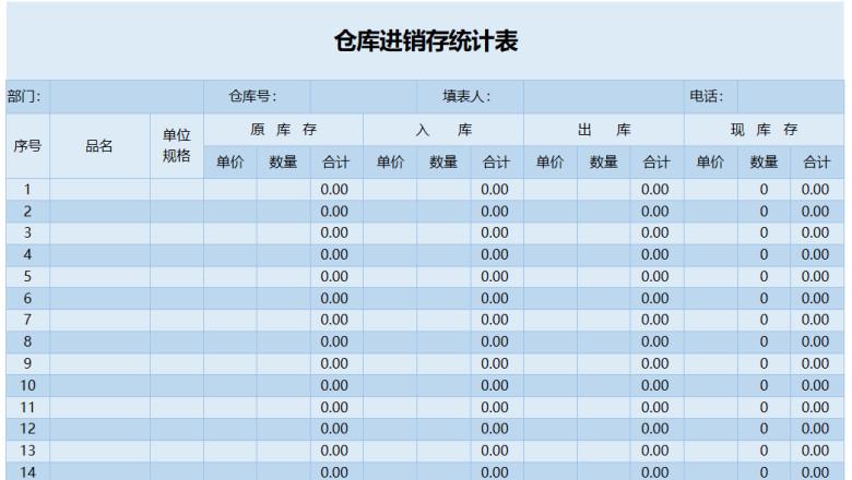 仓库进销存统计表