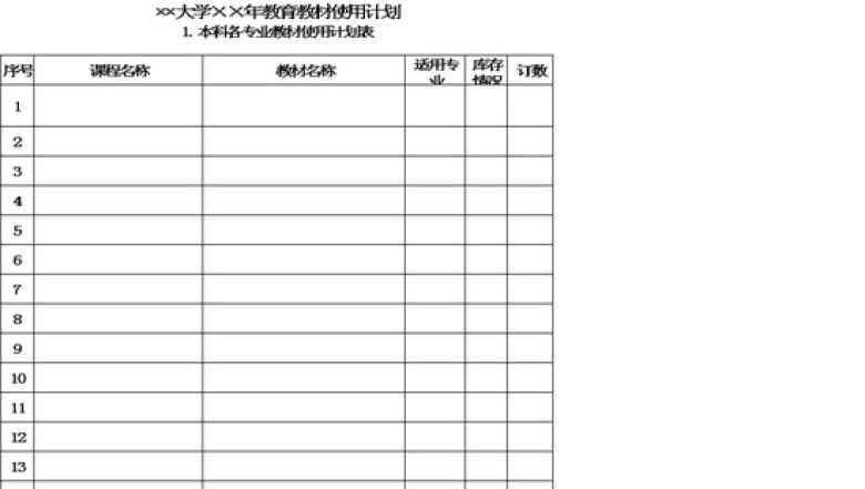 大学教育教材使用计划
