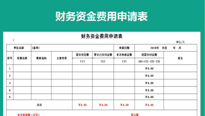 财务资金费用申请表