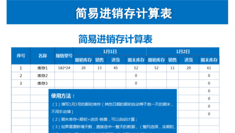 简易进销存计算表