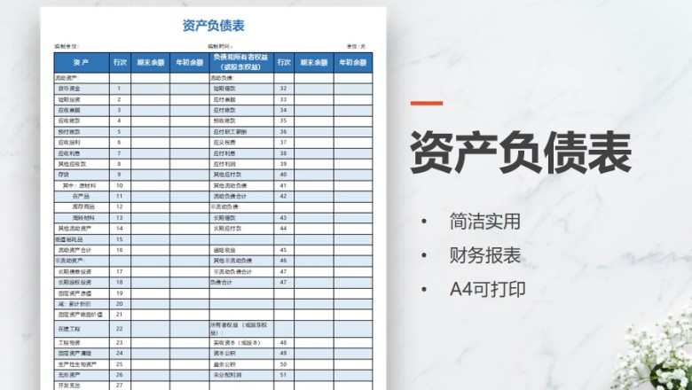 资产负债表