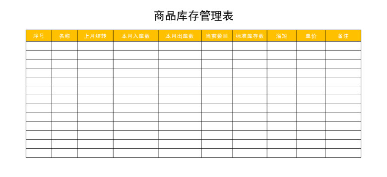 商品库存管理表