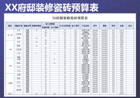 装修瓷砖预算表