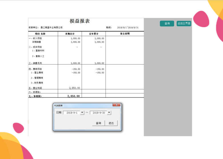 财务收支系统-凭证批量打印-利润报表