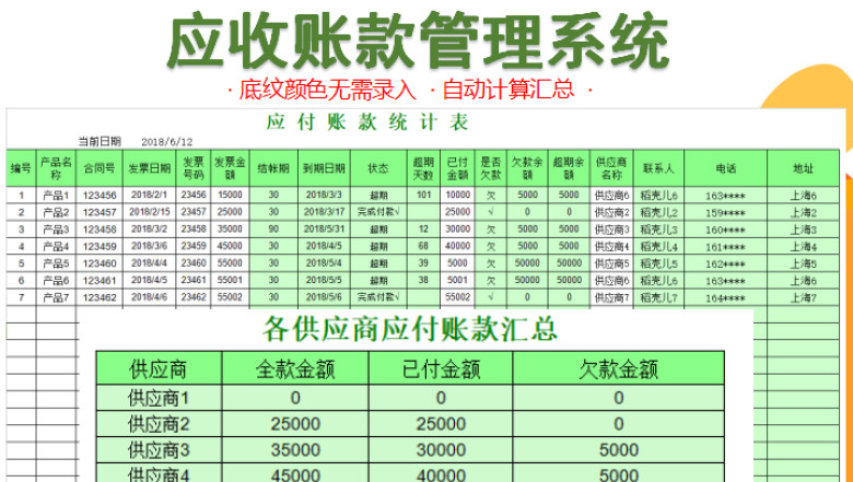 财务报表-应付账款报表