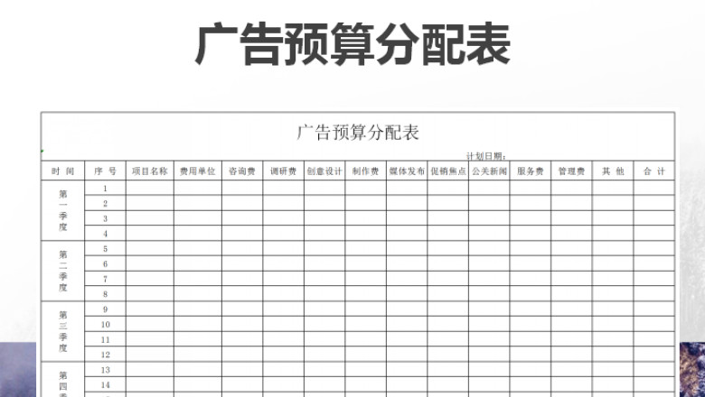 广告预算分配表