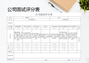 公司面试评分表
