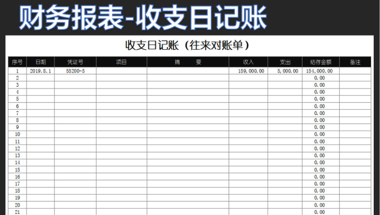 收支日记账（往来对账单）