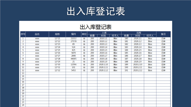 出入库登记表
