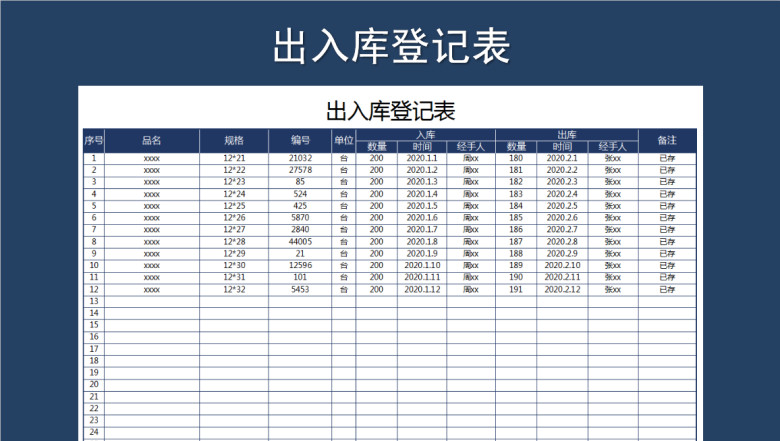 出入库登记表