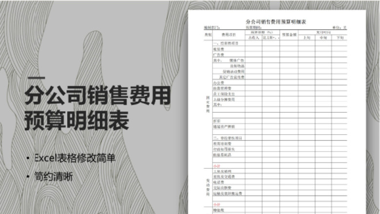 分公司销售费用预算明细表