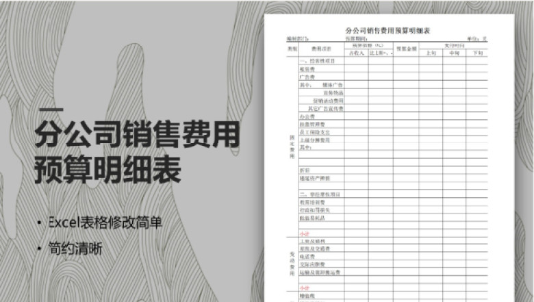 分公司销售费用预算明细表