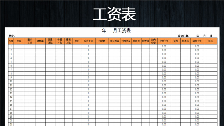 工资明细表-自动计算