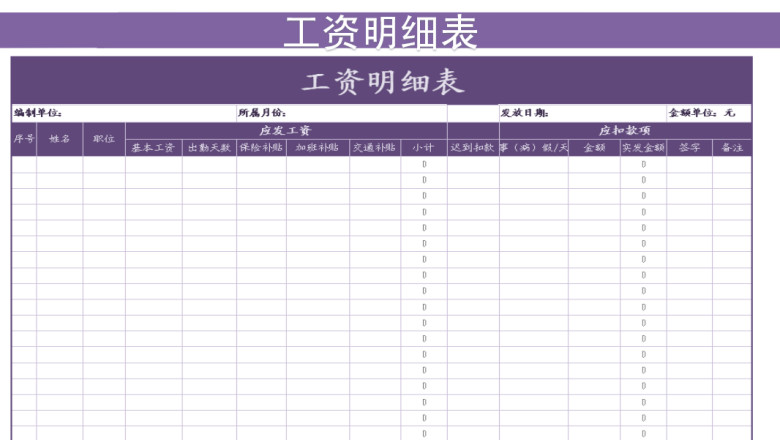 工资明细表