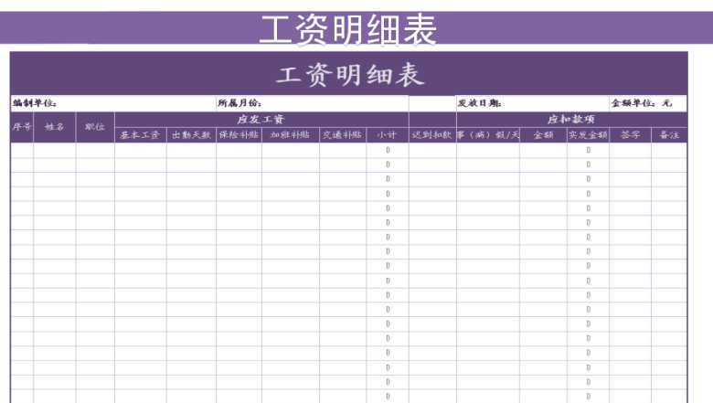工资明细表
