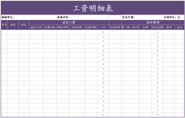 工资明细表