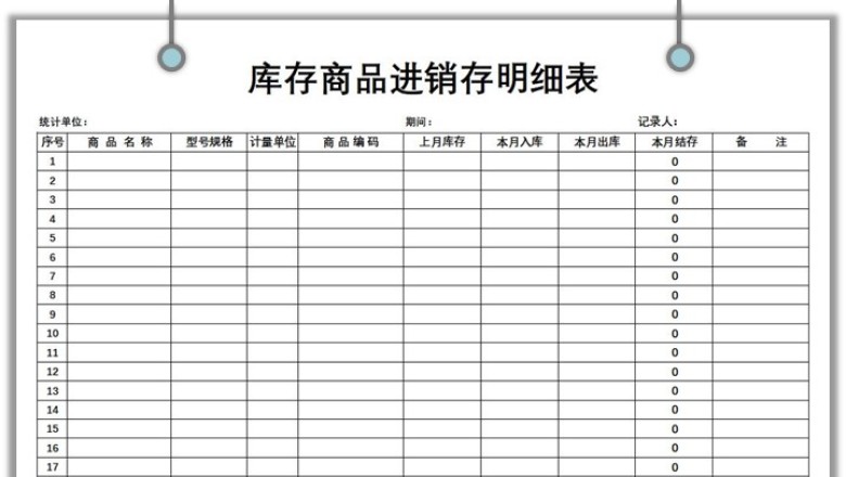 库存商品进销存明细表