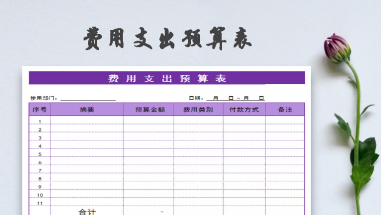 费用支出预算表