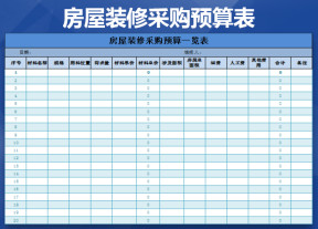 房屋装修采购预算一览表  明细表  财务