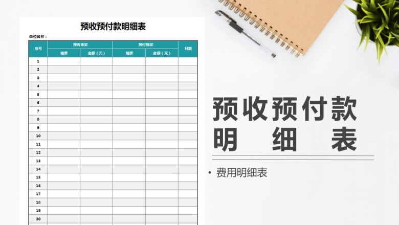 预收预付款明细表