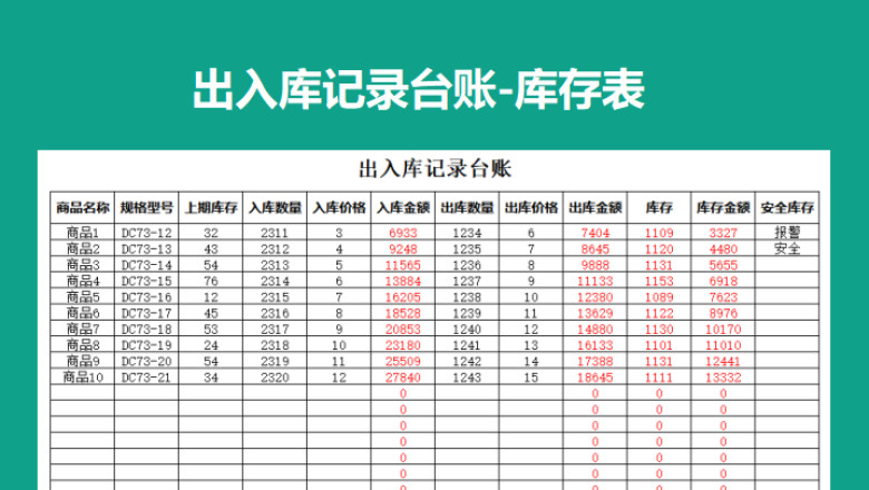 出入库记录台账