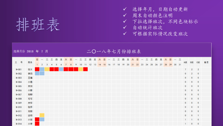 排班表（日期自动更新）