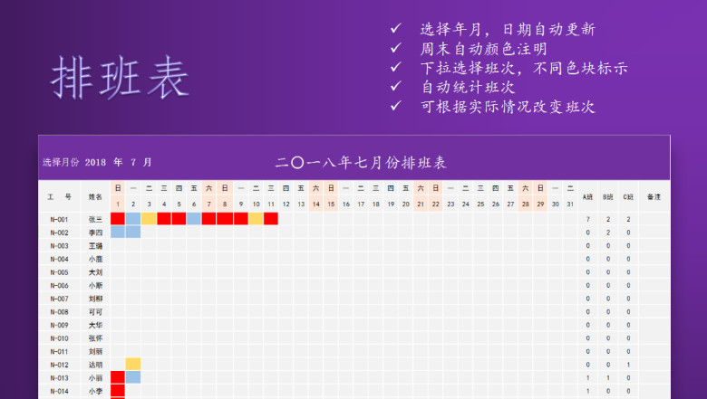 排班表（日期自动更新）