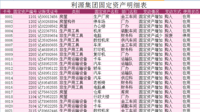 固定资产档案库-(自动生成卡片)