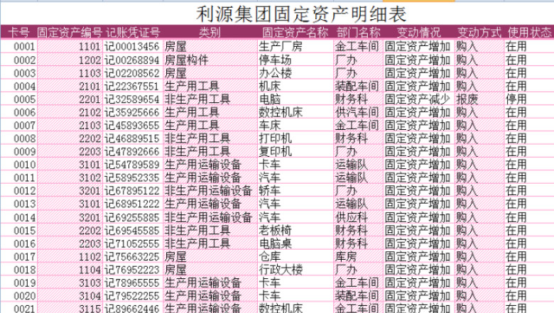 固定资产档案库-(自动生成卡片)