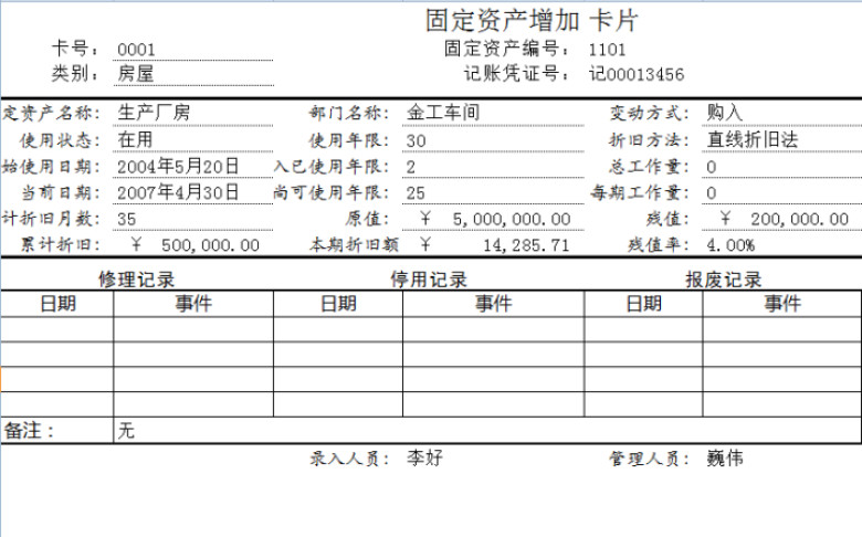 固定资产档案库-(自动生成卡片)