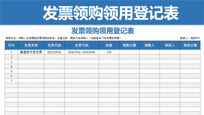 实用发票领购领用表