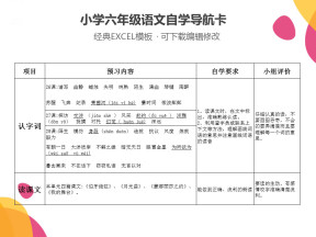 小学六年级语文自学导航卡