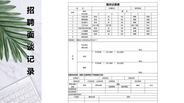 招聘面试面谈记录表