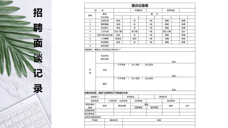 招聘面试面谈记录表