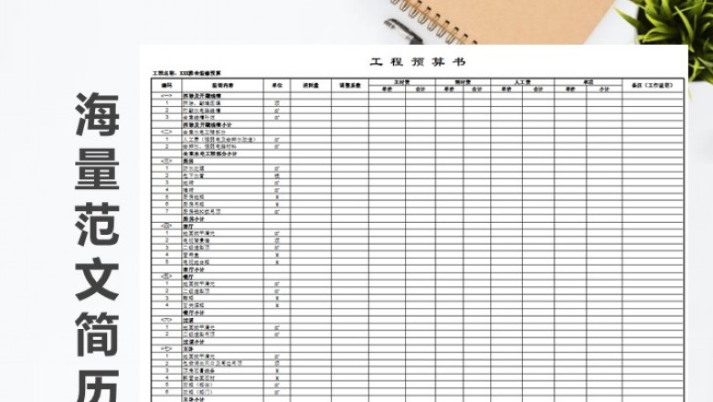 家庭装修预算电子表格