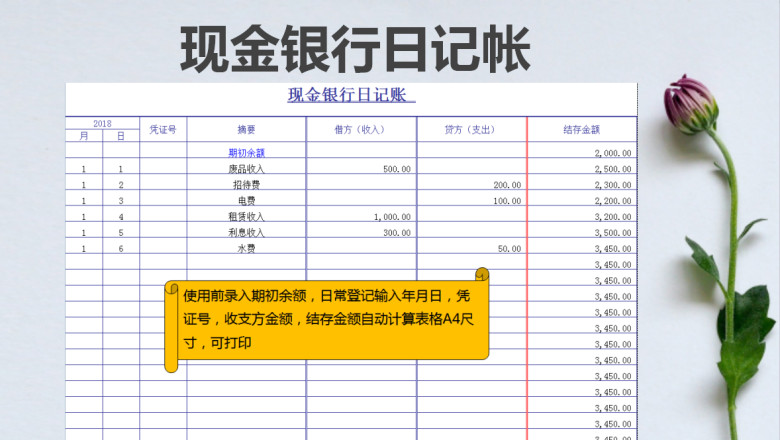 现金银行日记账