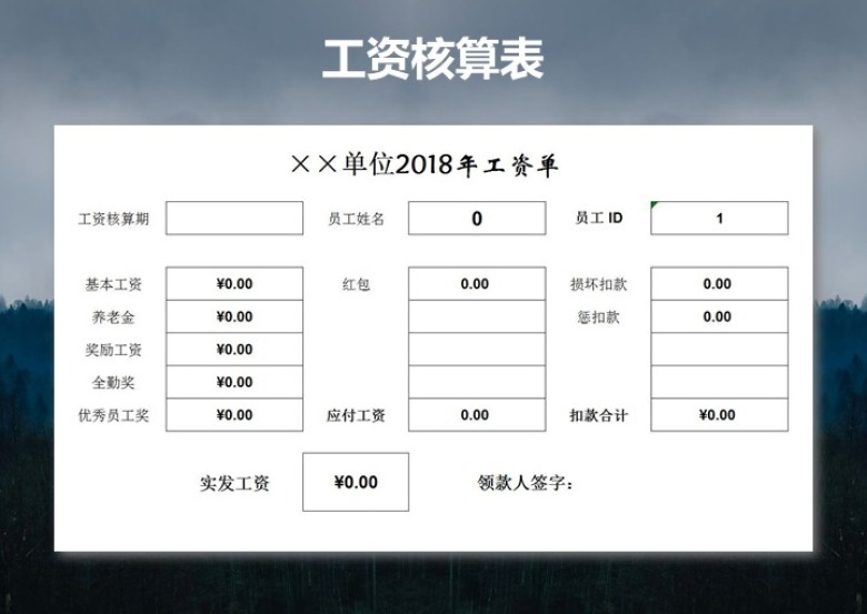 工资核算表